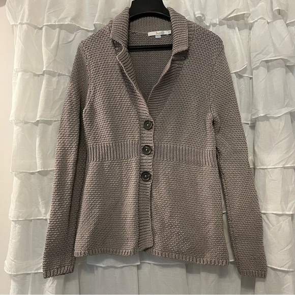 Boden Thick Cable Knit Button Front Collared Cardigan - Size 10 - Picture 1 of 9